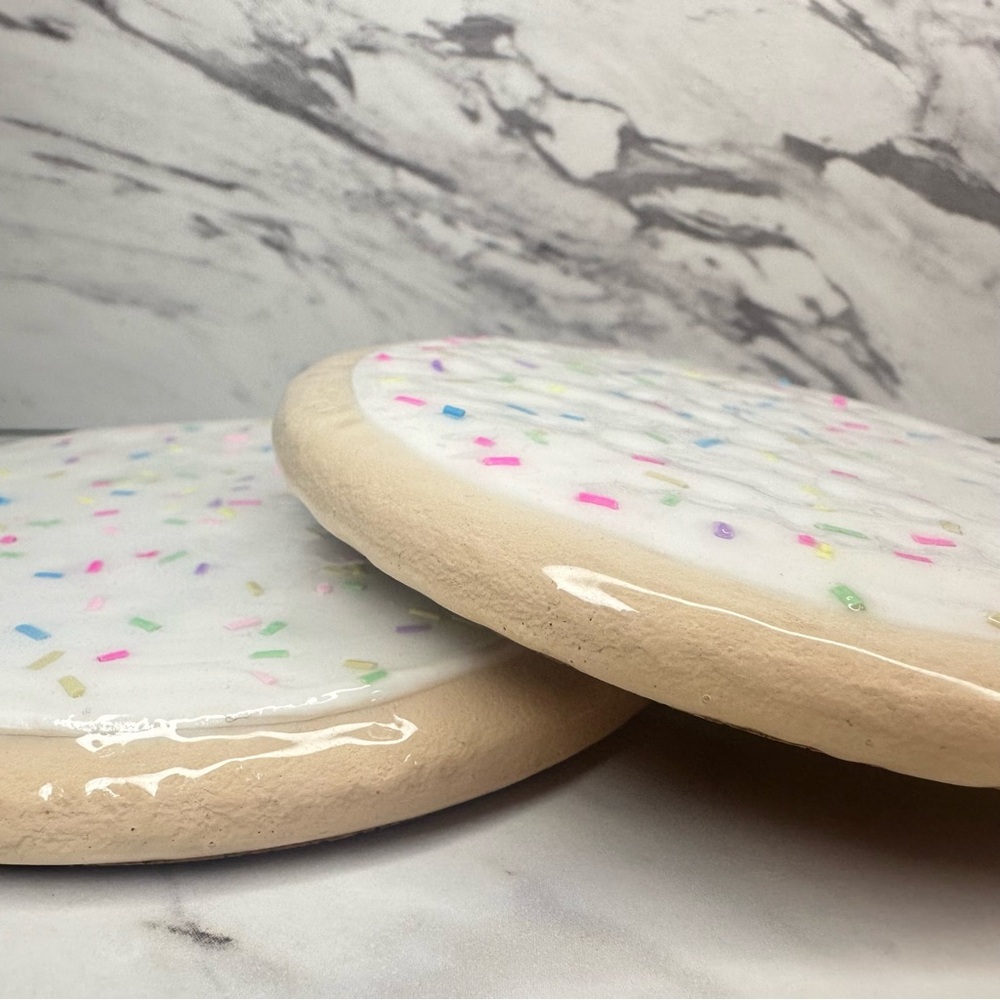 Sprinkled Sugar Cookie Clay Coasters Handmade – Set of 4 - Picture 5 of 9